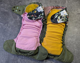 Antique Floral LBB Ai3 & V2 cloth diaper - PUL - Athletic wicking Jersey awj - handmade diaper - Pocket AiO cloth diaper