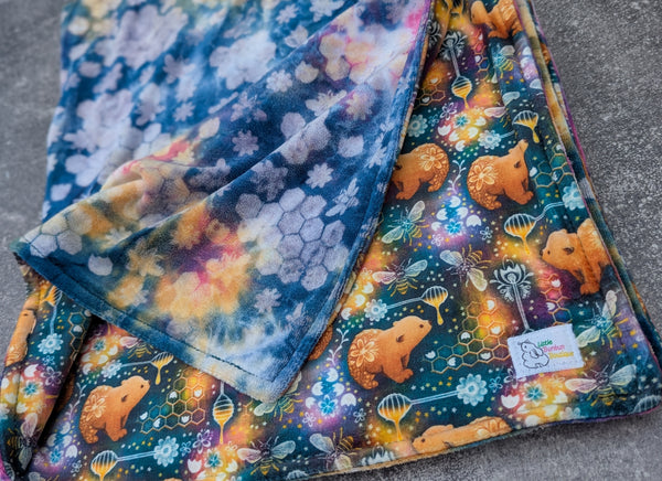 Honey Bears (Dark) squish/handdyed OBV baby blanket