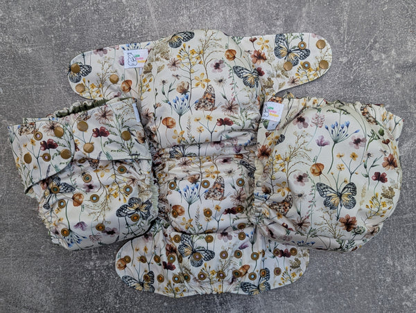 Butterfly Field - LBB Ai3 & V2 cloth diaper - PUL - Athletic wicking Jersey awj - handmade diaper - Pocket AiO cloth diaper