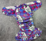 Dragons (pink) Squish Hybrid Fitteds - cloth diapers - Velour inners - bamboo hemp fleece soakers - Windpro Hybrid