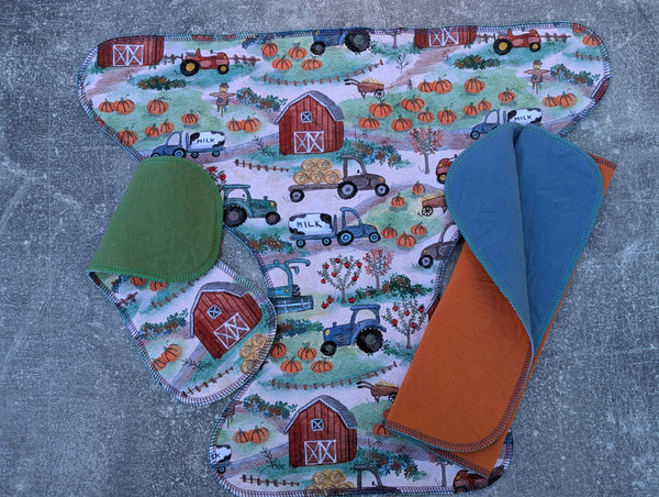 Fall Farm - cotton french terry Contour & Trifold cloth diaper