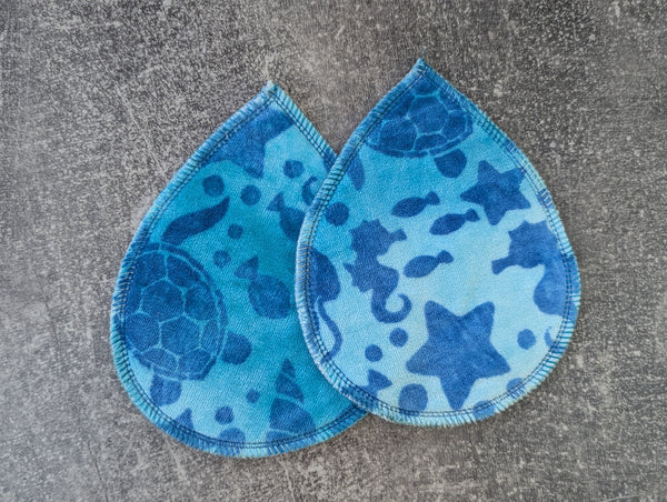Ocean stamp handdyed OBV nursing pads (pack of 1 Breast Pad Set)