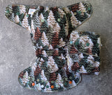 Knit Pines (cotton french terry Hybrid Fitteds - cloth diapers - Velour inners - bamboo hemp fleece soakers - Windpro Hybrid )