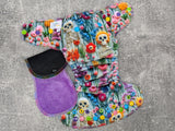 Rest in Wildflowers (Squish Hybrid Fitteds - cloth diapers - velour inners - bamboo hemp fleece soakers - Windpro Hybrid )