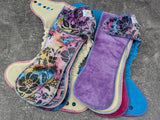 Floral Vine handdyed OBV Hybrid Fitteds - cloth diapers - Velour inners - bamboo hemp fleece soakers - Windpro Hybrid