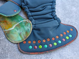 Autumn Stream - Teal WP/Handdyed bamboo fleece- Double Windpro Hybrid Fitteds - cloth diapers - bamboo hemp fleece soakers - Windpro Hybrids