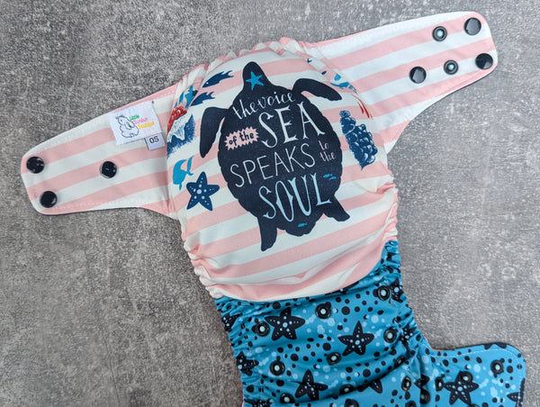 Voice Of The Sea (Flex & Flawless Fit Ai3 & V2 cloth diaper - PUL diaper - Athletic wicking Jersey - handmade diaper - Pocket AiO cloth diaper)