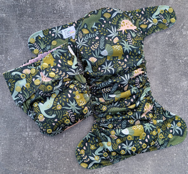 Prettysaurus - LBB Ai3 & V2 cloth diaper - PUL - Athletic wicking Jersey awj - handmade diaper - Pocket AiO cloth diaper