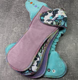 Cow cotton french terry Hybrid Fitteds - cloth diapers - Velour inners - bamboo hemp fleece soakers - Windpro Hybrid