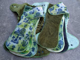 Mushrooms & Snails - Handdyed OBV Hybrid Fitteds - cloth diapers - bamboo hemp fleece soakers - Windpro Hybrids