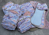 Misty Night (Cotton stretch french terry Hybrid Fitteds - cloth diapers - cotton Velour inners - bamboo hemp fleece soakers - Windpro Hybrid )