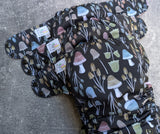 Sketched Mushrooms - LBB Ai3 & V2 cloth diaper - PUL - Athletic wicking Jersey awj - handmade diaper - Pocket AiO cloth diaper