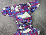 Dragons (pink) Squish Hybrid Fitteds - cloth diapers - Velour inners - bamboo hemp fleece soakers - Windpro Hybrid