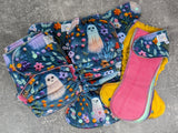 Felt Ghost (Squish Hybrid Fitteds - cloth diapers - Velour inners - bamboo hemp fleece soakers - Windpro Hybrid )
