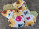 Sunflowers & Roses- Handdyed OBV Hybrid Fitteds - cloth diapers - bamboo hemp fleece soakers - Windpro Hybrids