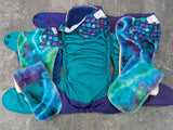 Purple Scales - LBB Ai3 & V2 cloth diaper - PUL - Athletic wicking Jersey awj - handmade diaper - Pocket AiO cloth diaper