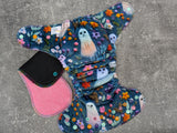 Felt Ghost (Squish Hybrid Fitteds - cloth diapers - Velour inners - bamboo hemp fleece soakers - Windpro Hybrid )