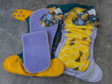 Honey Bears (Dark) - LBB Ai3 & V2 cloth diaper - PUL - Athletic wicking Jersey awj - handmade diaper - Pocket AiO cloth diaper