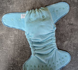 Solid BLUES (Cotton Velour Hybrid Fitted - cloth diapers - cotton Velour inners - bamboo hemp fleece soakers - Windpro Hybrid )