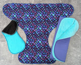 Purple Scales - bamboo french terry Contour & Trifold cloth diaper