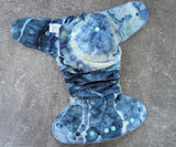 Ocean handdyed OBV Hybrid Fitteds - cloth diapers - Velour inners - bamboo hemp fleece soakers - Windpro Hybrid