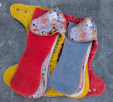 Bright Butterflies Bamboo french terry Hybrid Fitteds - cloth diapers - Velour inners - bamboo hemp fleece soakers - Windpro Hybrid