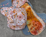 Flower Fields Bamboo FT Hybrid Fitteds - cloth diapers - Velour inners - bamboo hemp fleece soakers - Windpro Hybrid