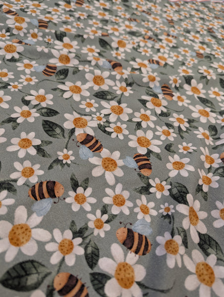 Bees & Daisies cotton french terry Hybrid Fitteds - cloth diapers - Velour inners - bamboo hemp fleece soakers - Windpro Hybrid