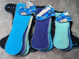 Dragons (blue) Squish Hybrid Fitteds - cloth diapers - Velour inners - bamboo hemp fleece soakers - Windpro Hybrid