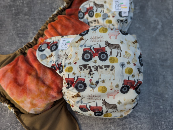 Farm Animals - LBB Ai3 & V2 cloth diaper - PUL - handdye OBV - handmade diaper - Pocket AiO cloth diaper