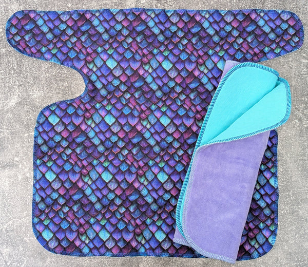 Purple Scales - bamboo french terry Preflat & Trifold cloth diaper