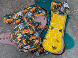 Honey Bears (Dark) - Squish Hybrid Fitteds - cloth diapers - bamboo hemp fleece soakers - Windpro Hybrids