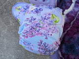Lilacs cotton french terry Hybrid Fitteds - cloth diapers - Velour inners - bamboo hemp fleece soakers - Windpro Hybrid