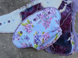 Lilacs cotton french terry Hybrid Fitteds - cloth diapers - Velour inners - bamboo hemp fleece soakers - Windpro Hybrid