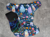 Felt Ghost (Squish Hybrid Fitteds - cloth diapers - Velour inners - bamboo hemp fleece soakers - Windpro Hybrid )