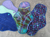 Purple Scales- set of 5 - 12 inch MODERATE cloth pads