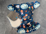 Peter Pan (Squish Hybrid Fitteds - cloth diapers - organic bamboo Velour inners - bamboo hemp fleece soakers - Windpro Hybrid )