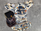 Haunted House (Squish Hybrid Fitteds - cloth diapers - Velour inners - bamboo hemp fleece soakers - Windpro Hybrid )