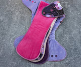 Dark Cherry Blossoms Bamboo french terry Hybrid Fitteds - cloth diapers - Velour inners - bamboo hemp fleece soakers - Windpro Hybrid