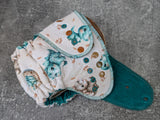 Baby Dinos (organic cotton knit Hybrid Fitteds - cloth diapers - organic bamboo Velour inners - bamboo hemp fleece soakers - Windpro Hybrid )