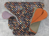 Bronze Scales - bamboo spandex Contour & Trifold cloth diaper