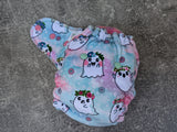 Cutie Ghost (Squish Hybrid Fitteds - cloth diapers - Velour inners - bamboo hemp fleece soakers - Windpro Hybrid )