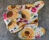 Sunflowers & Roses- Handdyed OBV Hybrid Fitteds - cloth diapers - bamboo hemp fleece soakers - Windpro Hybrids