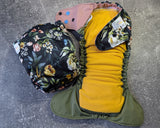 Antique Floral LBB Ai3 & V2 cloth diaper - PUL - Athletic wicking Jersey awj - handmade diaper - Pocket AiO cloth diaper