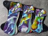 Rainbow Barf Squish Hybrid Fitteds - cloth diapers - Velour inners - bamboo hemp fleece soakers - Windpro Hybrid