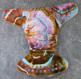 Iridescent Shell handdyed OBV Hybrid Fitteds - cloth diapers - Velour inners - bamboo hemp fleece soakers - Windpro Hybrid