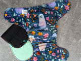 Felt Ghost (Squish Hybrid Fitteds - cloth diapers - Velour inners - bamboo hemp fleece soakers - Windpro Hybrid )