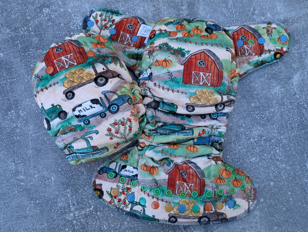 Fall Farm- Squish Hybrid Fitteds - cloth diapers - bamboo hemp fleece soakers - Windpro Hybrids