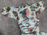 Dragons (Squish Hybrid Fitteds - cloth diapers - Velour inners - bamboo hemp fleece soakers - Windpro Hybrid )