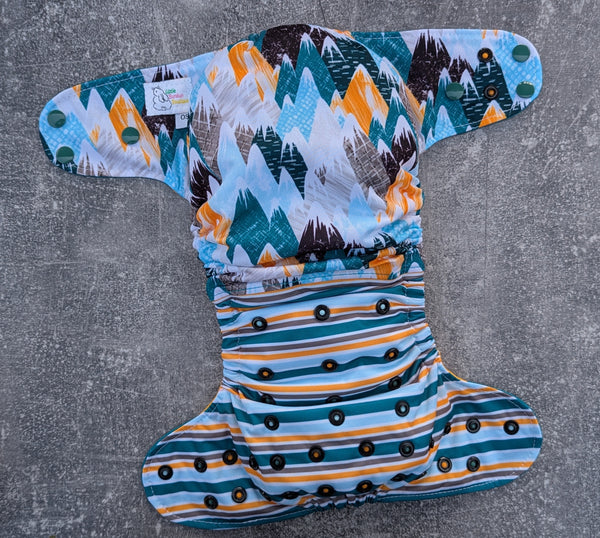 Icy Mountains - LBB Ai3 & V2 cloth diaper - PUL - Athletic wicking Jersey awj - handmade diaper - Pocket AiO cloth diaper
